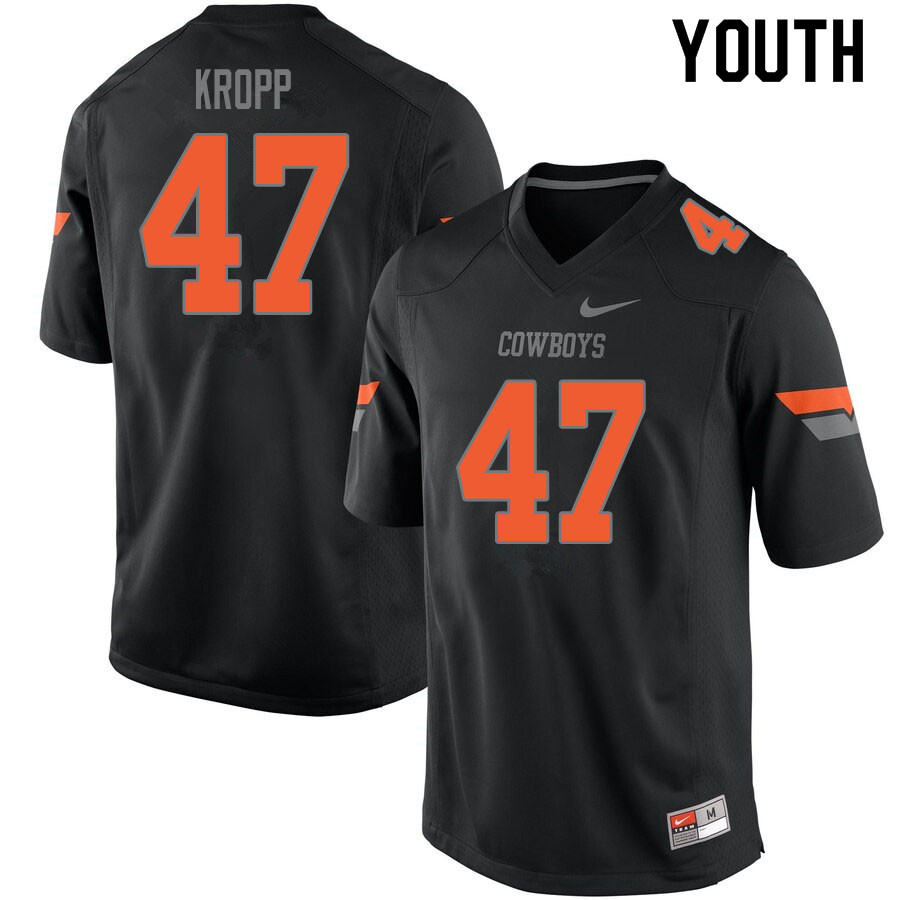 Youth #47 Carson Kropp Oklahoma State Cowboys College Football Jerseys Sale-Black - Click Image to Close